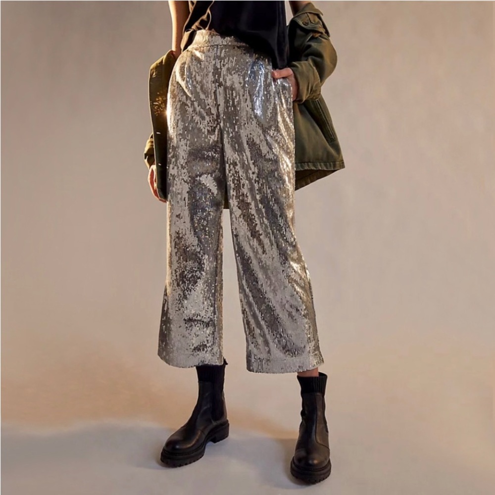 Porridge | Lula Sequined Wide-Leg Trousers | NWT